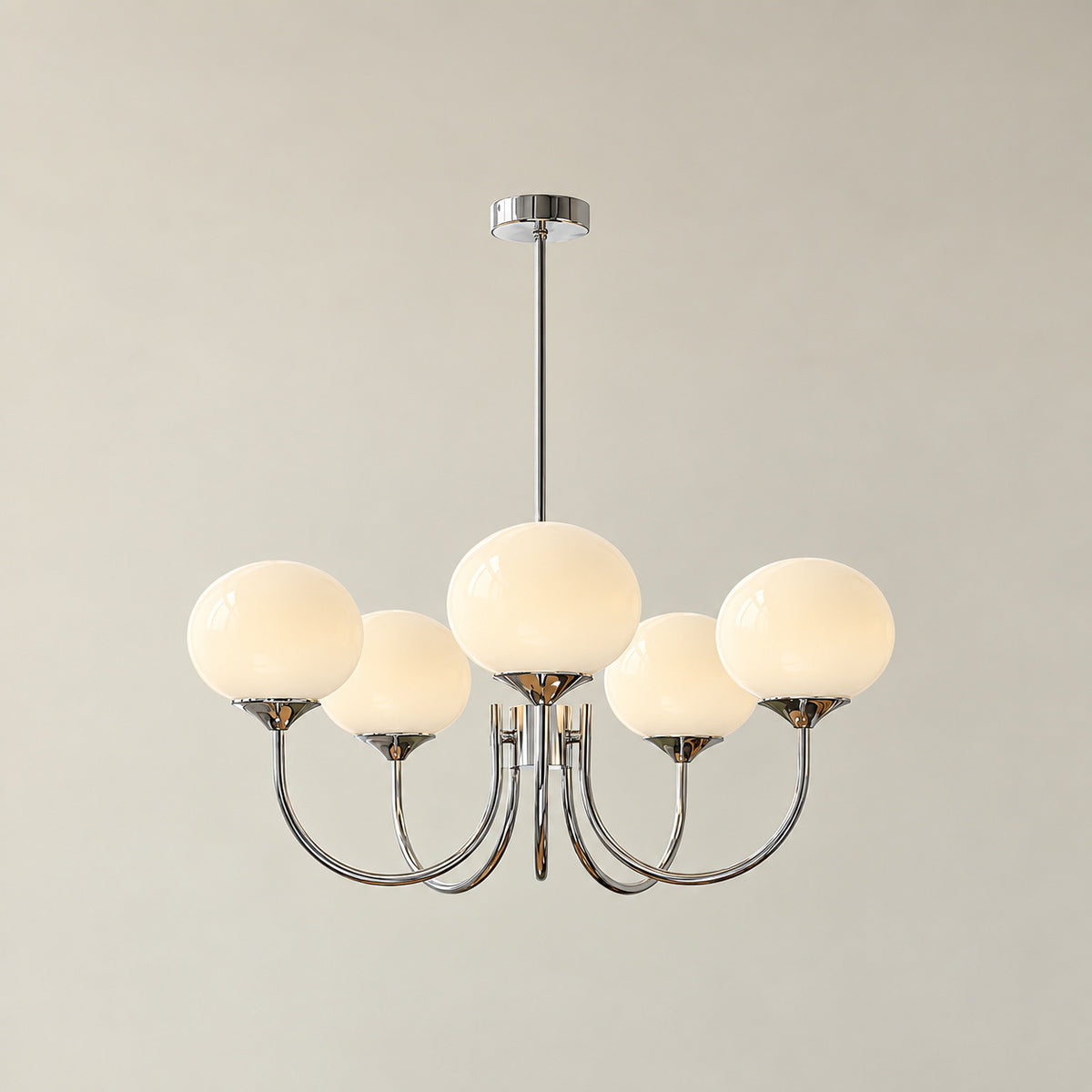 Marshmallow Chandelier with Glass Shades in Various Colours