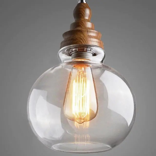 Lunari Nordic Glass & Wood Pendant Light | Designer Hanging Lamp - Styyler