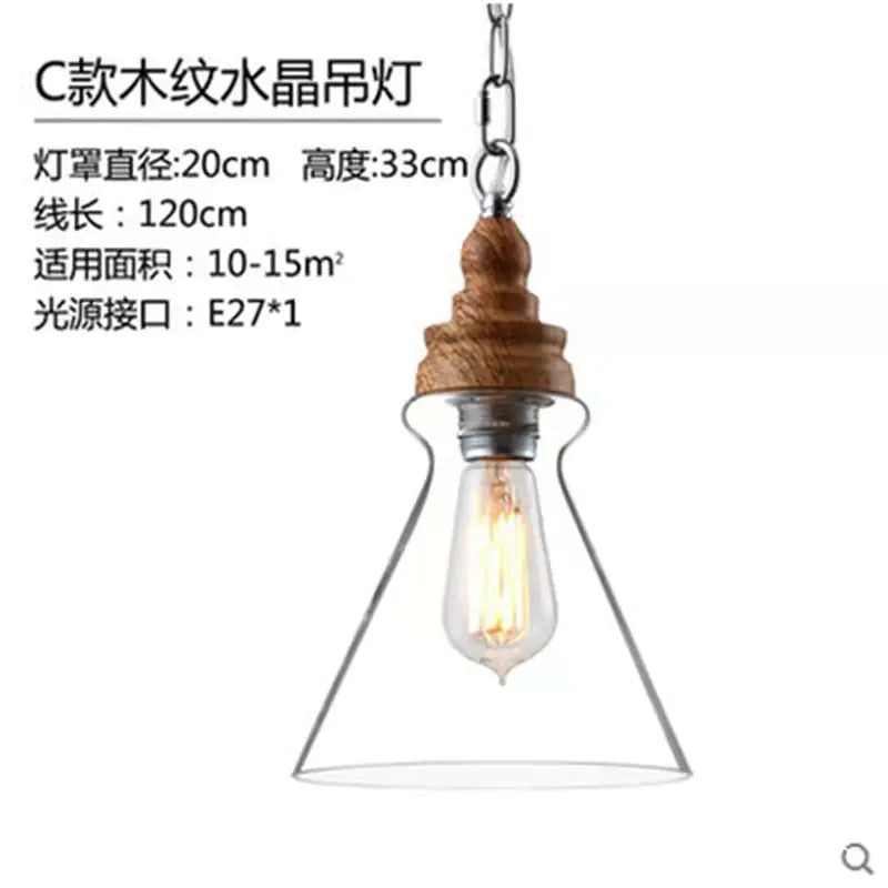 Lunari Nordic Glass & Wood Pendant Light | Designer Hanging Lamp - Styyler