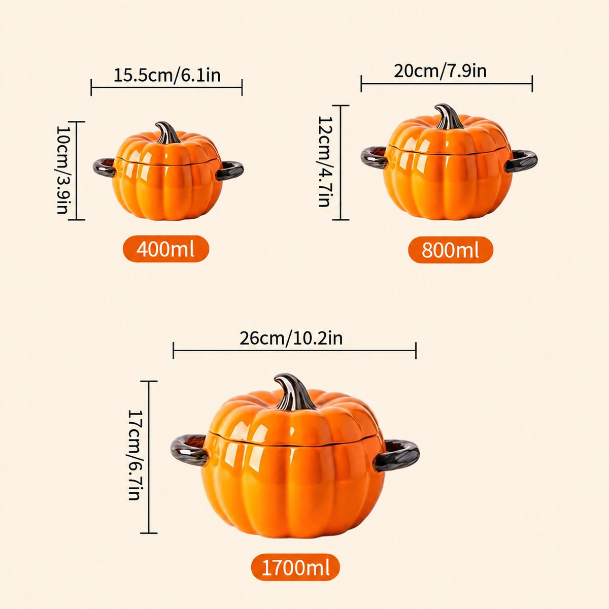 Pumpkin | Ceramic Soup Dish with Lid for Autumn Celebrations