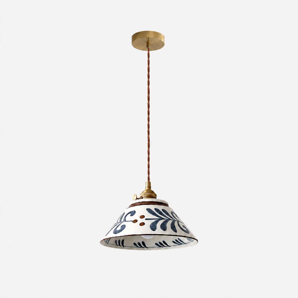 Ronja Pendant Lighting with Hand-Painted Ceramic Shade and Copper Fixture