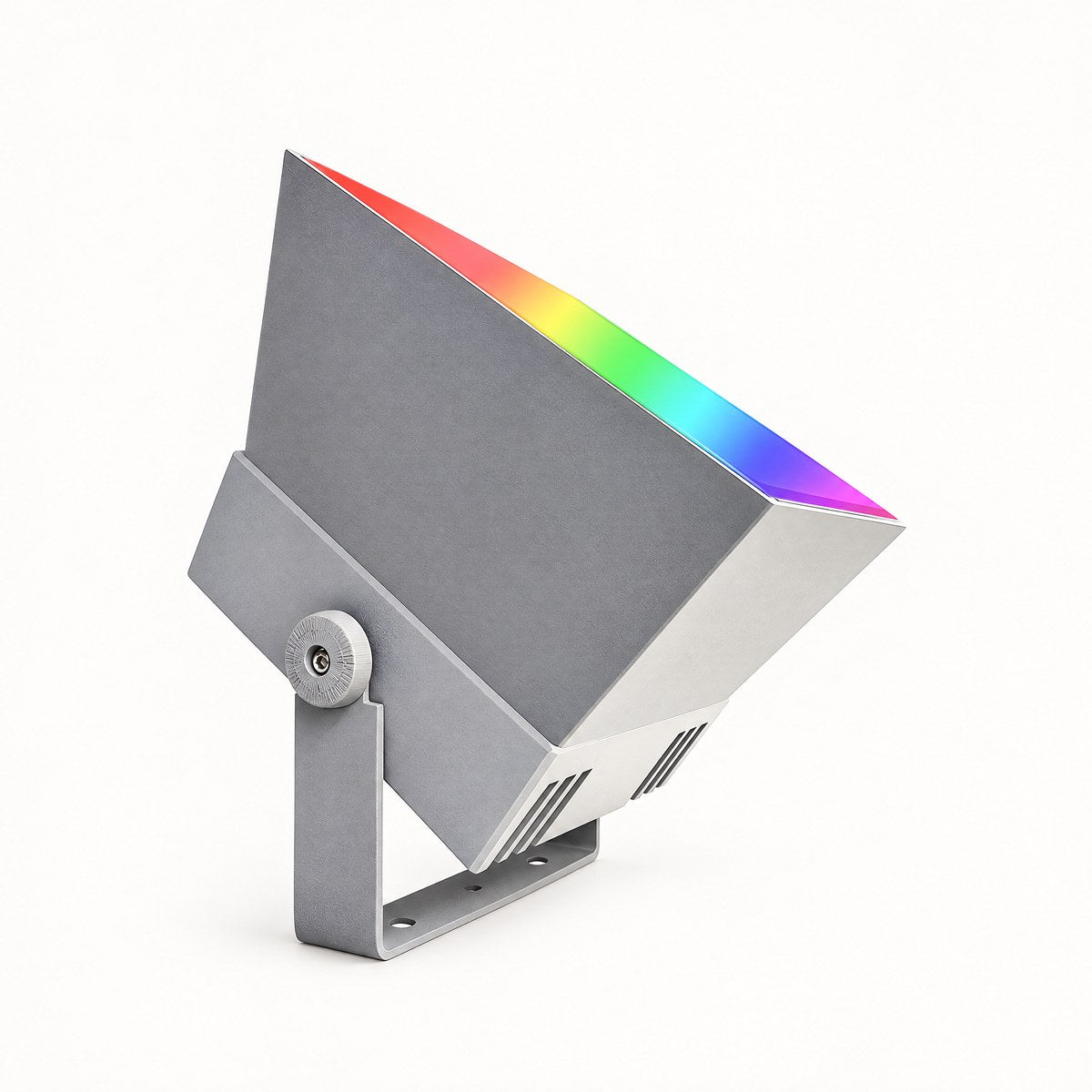 Spectra grey RGB outdoor LED floodlight with adjustable bracket on white background