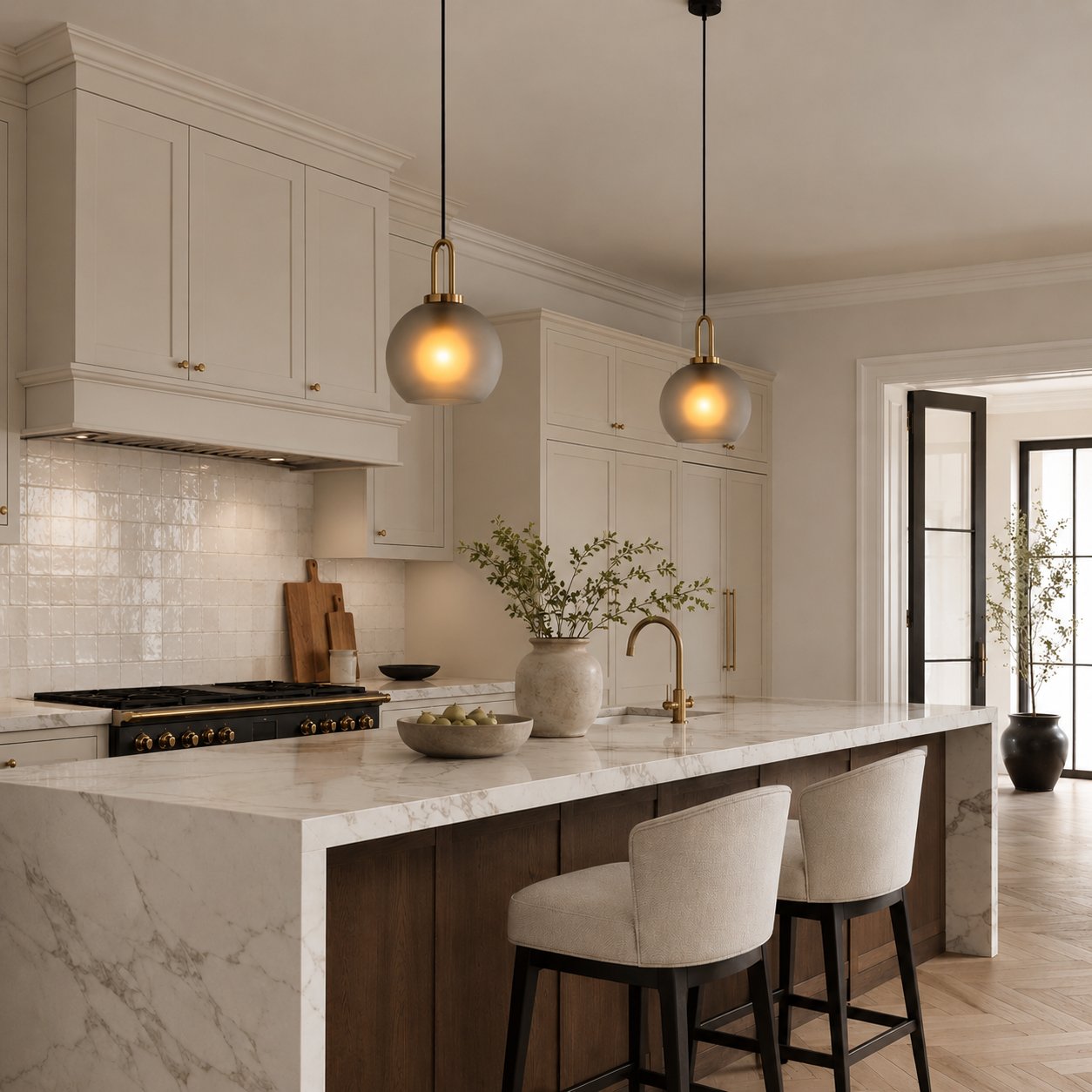 Rivon | Metal Finish Glass Pendant Light for Adjustable Modern Illumination