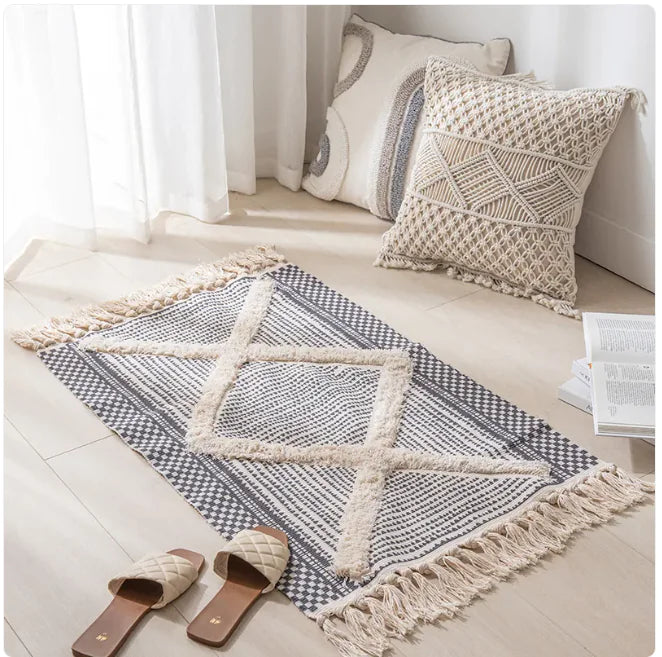 Rabat Boho Style Tassel Rug | Accent Rug for Bedroom, Living Room or Bathroom - Styyler