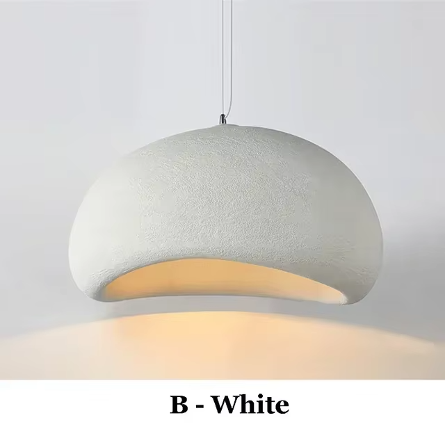 Kumo Pendant Light | Minimalist Sculptural Ceiling Lamp in White or Pebble Gray - Styyler