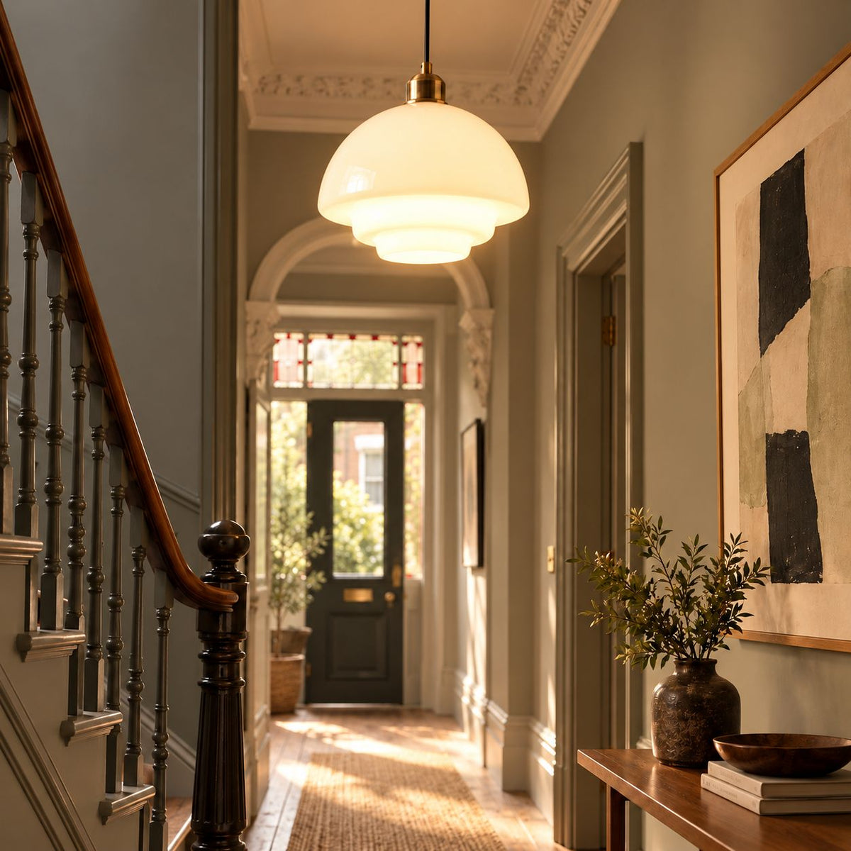 Elaron | Glass Pendant Light with Brass Neck for Kitchen Islands