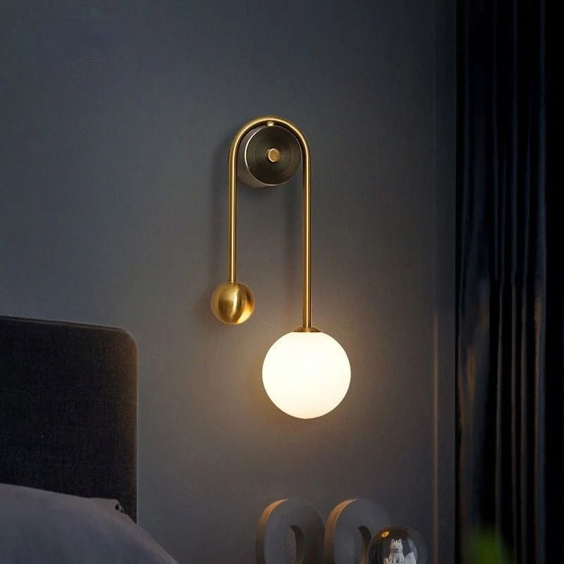 Vionessa Brass Loop Wall Light with Opal Glass Globes – photo 2