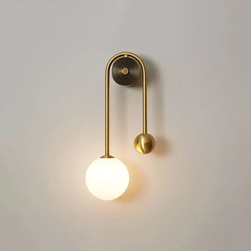 Vionessa Brass Loop Wall Light with Opal Glass Globes – photo 5