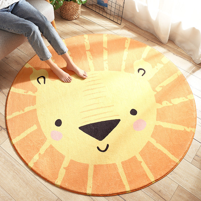 Gentle Lion Rug | Machine Washable | Round Childrens Mat - Styyler